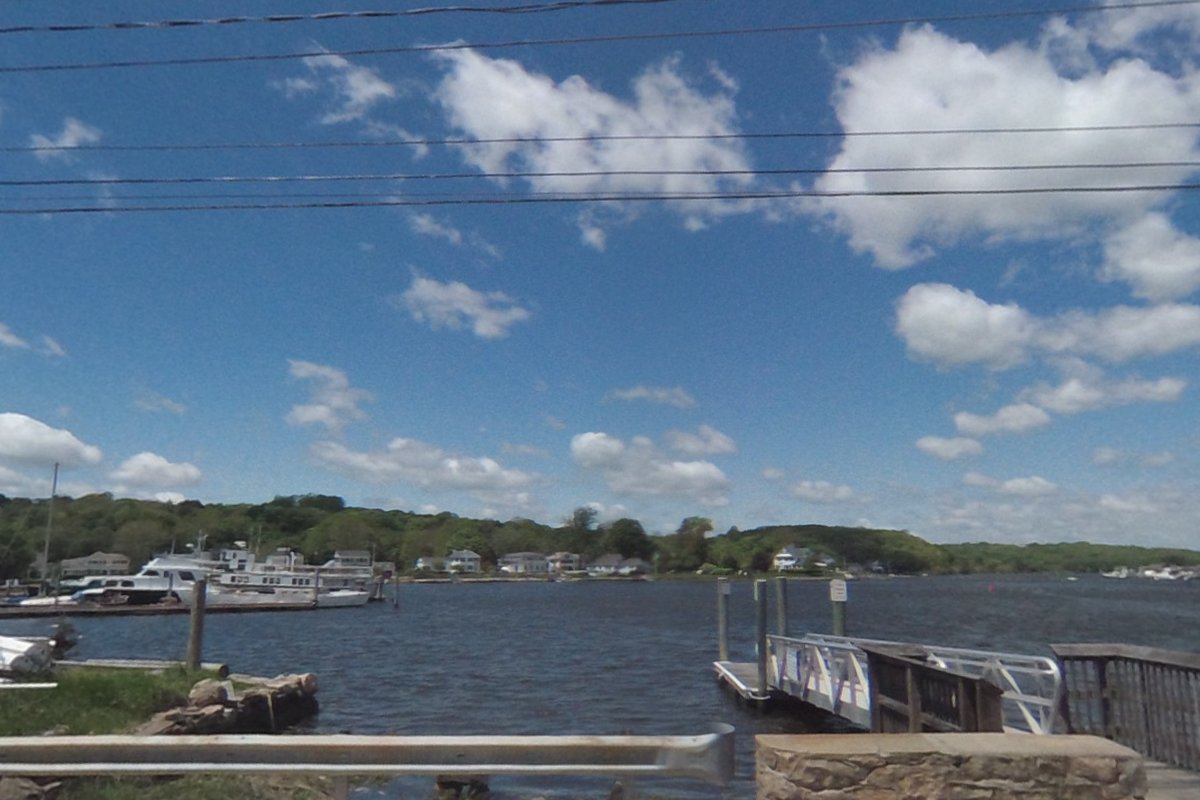 The dinghy dock and the Mystic River